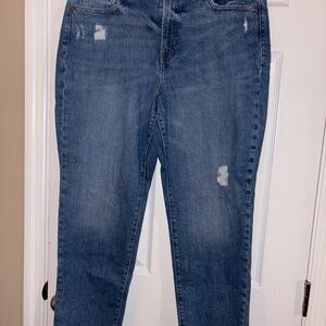 Old Navy Distressed Blue Straight Leg Jeans